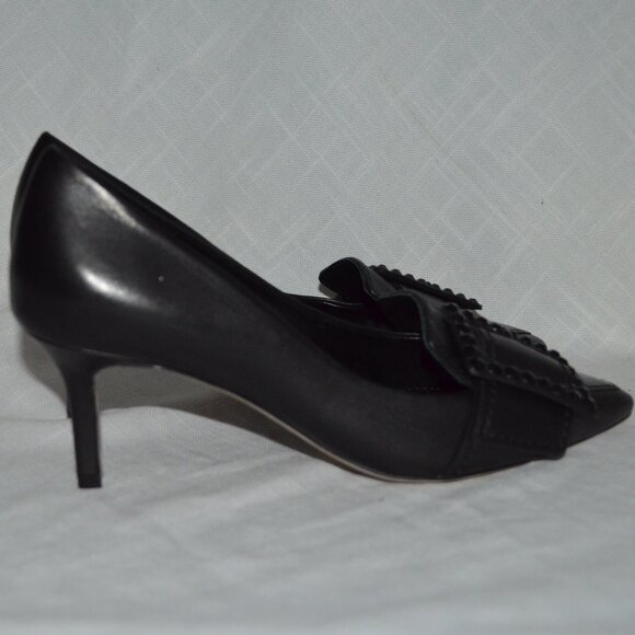Sz 6.5 Kennel Schmenger Black Leather Buckle Detail Pumps Heels - Picture 5 of 8